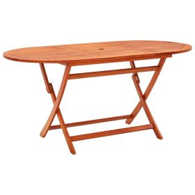 vidaXL Folding Patio Table 63"x33.5"x29.5" Solid Eucalyptus Wood - Brown