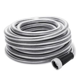 304 Stainless Steel Garden Water Hose Pipe 25/50/75/100FT Flexible Lightweight - 75ft