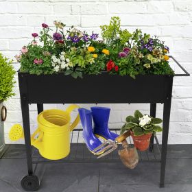 Planting Box With Wheels Black - Black