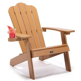 TALE Adirondack Chair Backyard Outdoor Furniture Painted Seating with Cup Holder All-Weather and Fade-Resistant Plastic Wood for Lawn Patio - Brown