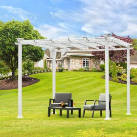 10' x 10' White Iron Pergola Gazebo for Vines Pure Iron Chic Lid Cover Design Sleek Seams Hidden Joints Elegant White Trellis - White