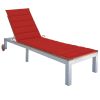 vidaXL Sun Lounger with Cushion Solid Acacia Wood and Galvanized Steel - Red