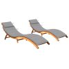 vidaXL Sun Loungers 2 pcs with Cushions Solid Acacia Wood - Gray