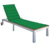 vidaXL Sun Lounger with Cushion Solid Acacia Wood and Galvanized Steel - Green