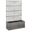 vidaXL Trellis Raised Bed with 3 Pots 32.7"x11.8"x51.2" Poly Rattan Gray - Grey