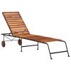 vidaXL Sun Lounger with Steel Legs Solid Wood Acacia - Brown