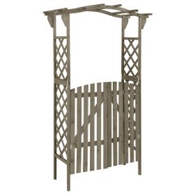 vidaXL Pergola with Gate 45.7"x15.7"x80.3" Gray Solid Firwood - Grey