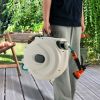 Home & Garden Retractable Hose Reel Wall Mounted With Hose Nozzle - As pic show - 49 ft