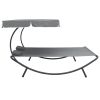 vidaXL Patio Lounge Bed with Canopy and Pillows Gray - Grey