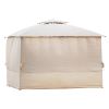 Quality Double Tiered Grill Canopy;  Outdoor BBQ Gazebo Tent with UV Protection;  Beige - Beige