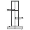 vidaXL 4-Floor Flower Stand 16.9"x8.7"x29.9" Black Metal - Black