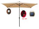 10 x 6.5t Rectangular Patio Solar LED Lighted Outdoor Market Umbrella with Crank and Push Button Tilt for Garden Shade Swimming Pool Light Brown RT -