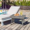 Folding PE Rattan Side Coffee Table Patio Garden Furniture - Gray