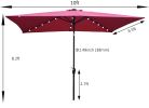 10 x 6.5t Rectangular Patio Solar LED Lighted Outdoor Umbrella with Crank and Push Button Tilt for Garden Backyard Pool Swimming Pool Burgundy RT - W6