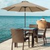 Sunbrella Patio 9 FT Outdoor Market Umbrella with Crank and Push Button Tilt - Heather Beige