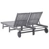 vidaXL 2-Person Sun Lounger Solid Acacia Wood - Grey