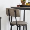 Bar Table Set with 2 Bar stools PU Soft seat with backrest - Grey