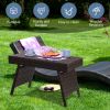 Folding PE Rattan Side Coffee Table Patio Garden Furniture - Brown