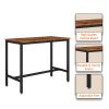 Bar Table Set with 4 Bar stools PU Soft seat with backrest - Rustic Brown