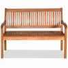 Two Person Solid Wood Garden Bench with Curved Backrest and Wide Armrest - as show