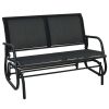 Swing Glider Chair 48 Inch Loveseat Rocker Lounge Backyard - Black