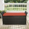 Patio Wicker Storage Bench Outdoor Rattan Deck Storage Box with Cushion  - Terracotta