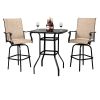 Wrought Iron Glass High Bar Table Patio Bar Table Black - Black