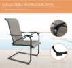 Outdoor Spring Motion Dining Bistro Chairs with Textilene Steel Frame Set of 2 - Classic Black