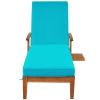 Outdoor Solid Wood 78.8" Chaise Lounge Patio Reclining Daybed with Cushion; Wheels and Sliding Cup Table for Backyard; Garden; Poolside; Brown Wood Fi