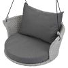 33.8' Single Person Hanging Seat; Rattan Woven Swing Chair; Porch Swing With Ropes - Gray