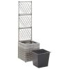 vidaXL Trellis Raised Bed with 1 Pot 11.8"x11.8"x42.1" Poly Rattan Gray - Grey