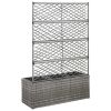 vidaXL Trellis Raised Bed with 3 Pots 32.7"x11.8"x51.2" Poly Rattan Gray - Grey