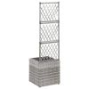 vidaXL Trellis Raised Bed with 1 Pot 11.8"x11.8"x42.1" Poly Rattan Gray - Grey