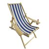 Outdoor Poplar Hanging Chair Wide Blue Stripes armrest with cup holder (Color: Dark Blue) - Blue Stripes