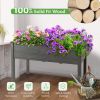 Wooden Raised Vegetable Garden Bed Elevated Grow Vegetable Planter - grey