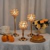 Crystal Candle Holder Pillar Gold/Silver Metal Tealight Candlestick Wedding Table Centerpiece Party Christmas Home Desktop Decor - Silver Medium - CN