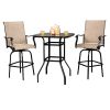 Wrought Iron Glass High Bar Table Patio Bar Table Black - Black