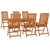 7 Piece Patio Dining Set Solid Wood Eucalyptus - Brown