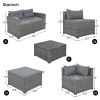 9-piece Outdoor Patio Large Wicker Sofa Set;  Rattan Sofa set for Garden;  Backyard; Porch and Poolside;  Gray wicker;  Gray Cushion - Gray