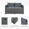 9-piece Outdoor Patio Large Wicker Sofa Set;  Rattan Sofa set for Garden;  Backyard; Porch and Poolside;  Gray wicker;  Gray Cushion - Gray