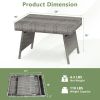 Folding PE Rattan Side Coffee Table Patio Garden Furniture - Gray