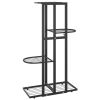 vidaXL 4-Floor Flower Stand 16.9"x8.7"x29.9" Black Metal - Black