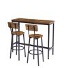 Bar Table Set with 2 Bar stools - Rustic Brown