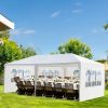 10'X20' Outdoor Party Tent with 4 Removable Sidewalls; Waterproof Canopy Patio Wedding Gazebo; White - as picture