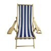 Outdoor Poplar Hanging Chair Wide Blue Stripes armrest with cup holder (Color: Dark Blue) - Blue Stripes