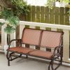 Swing Glider Chair 48 Inch Loveseat Rocker Lounge Backyard - Brown