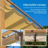 Outdoor Living  Outdoor Retractable Pergola with Weather-Resistant Canopy Aluminum Gar - Wood-Looking9'x13'