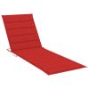 vidaXL Sun Lounger with Cushion Solid Acacia Wood and Galvanized Steel - Red