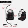 Indoor Outdoor Patio Hanging Egg Chair Wicker Swing Hammock Chair with Stand - Black