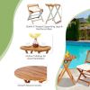 3 Pieces Patio Folding Wooden Bistro Set Cushioned Chair - White